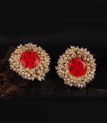Red Gold Plated Pearl Earrings