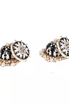 Black Gold Plated Stone Studded Earrings