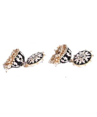 Black Gold Plated Stone Studded Earrings 5
