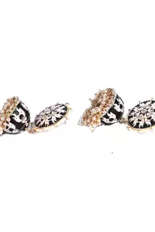 Black Gold Plated Stone Studded Earrings