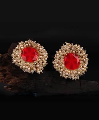Red Gold Plated Pearl Earrings 2