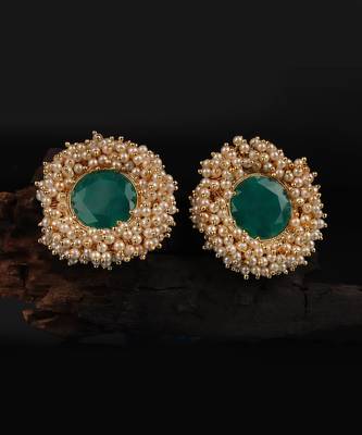 Green Gold Plated Pearl Earrings 1