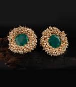 Green Gold Plated Pearl Earrings