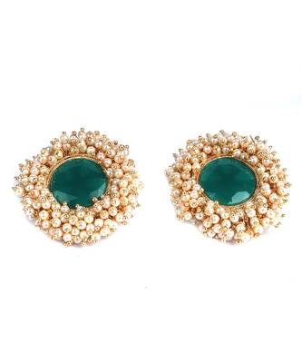 Green Gold Plated Pearl Earrings 2