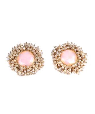 Pink Gold Plated Pearl Earrings 2