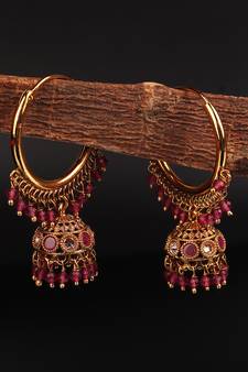 Red Gold Plated Beaded Earrings