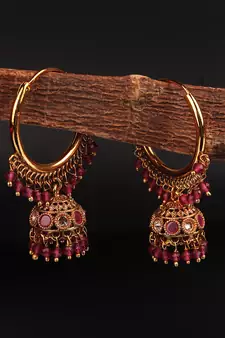 Red Gold Plated Beaded Earrings