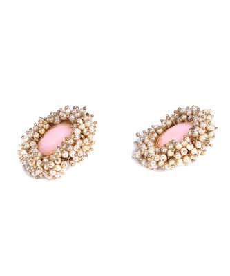 Pink Gold Plated Pearl Earrings 3