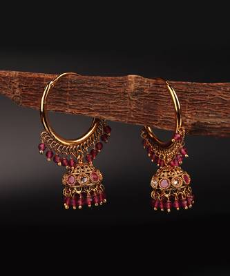 Red Gold Plated Beaded Earrings 2