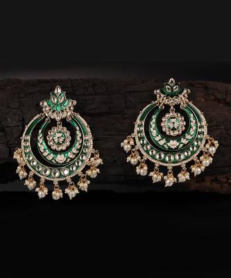 Green Gold Plated Pearl Earrings 1