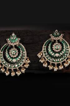 Green Gold Plated Pearl Earrings