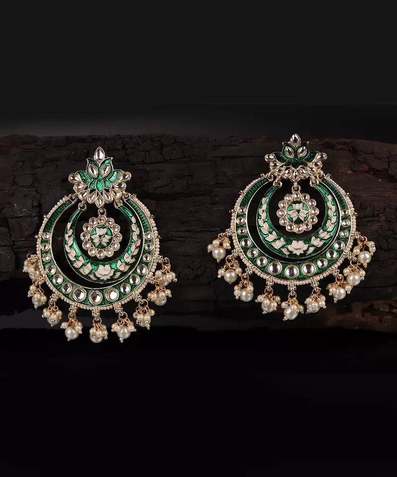 Green Gold Plated Pearl Earrings