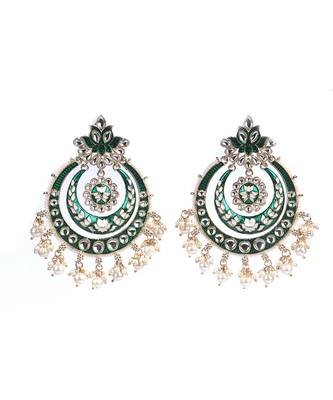 Green Gold Plated Pearl Earrings 2