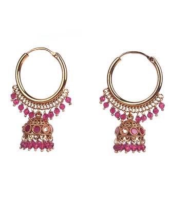 Red Gold Plated Beaded Earrings 4