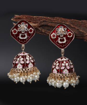 Red Gold Plated Pearl Earrings 1