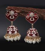 Red Gold Plated Pearl Earrings