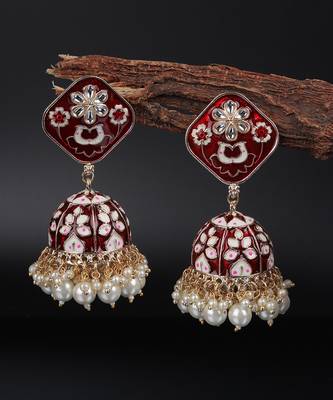 Red Gold Plated Pearl Earrings 2