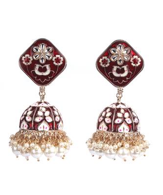 Red Gold Plated Pearl Earrings 3