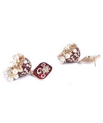 Red Gold Plated Pearl Earrings 5
