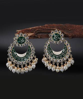 Green Gold Plated Pearl Earrings 1