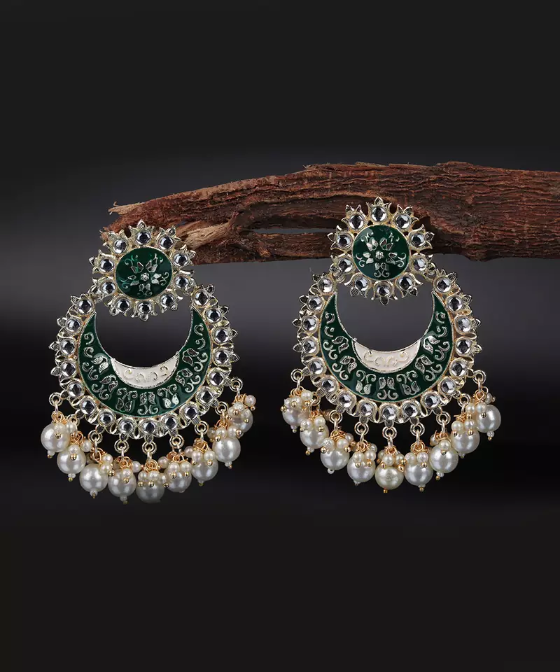 Green Gold Plated Pearl Earrings