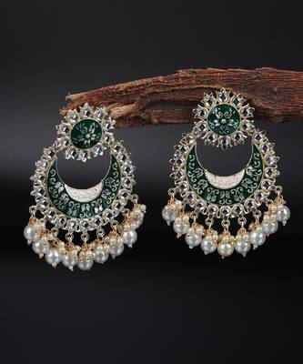 Green Gold Plated Pearl Earrings 2