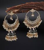 Blue Gold Plated Pearl Studded Earrings