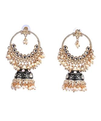 Blue Gold Plated Pearl Studded Earrings 2