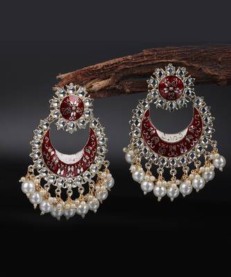 Red Gold Plated Pearl Earrings 1