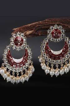 Red Gold Plated Pearl Earrings