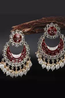 Red Gold Plated Pearl Earrings