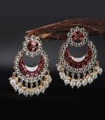 Red Gold Plated Pearl Earrings