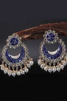 Blue Gold Plated Pearl Earrings