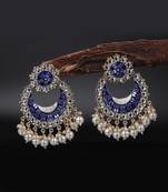 Blue Gold Plated Pearl Earrings