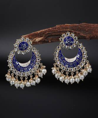 Blue Gold Plated Pearl Earrings 2
