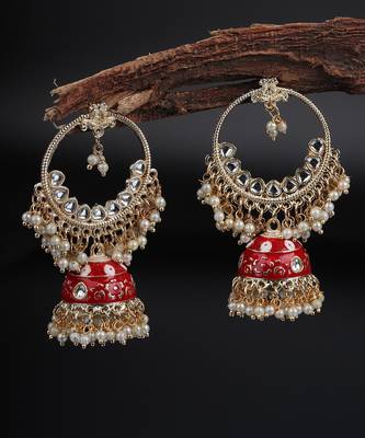 Red Gold Plated Pearl Earrings 1