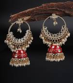 Red Gold Plated Pearl Earrings
