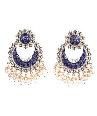 Blue Gold Plated Pearl Earrings 3