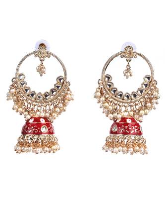 Red Gold Plated Pearl Earrings 2