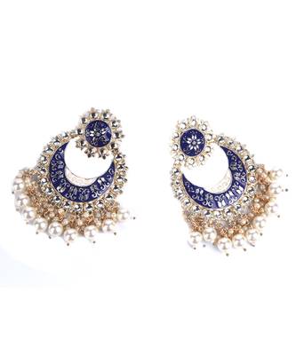 Blue Gold Plated Pearl Earrings 4