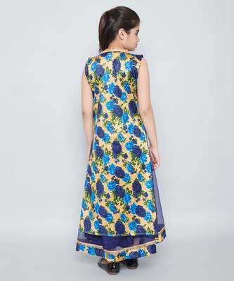 girls Blue Net printed stitched   dress 2