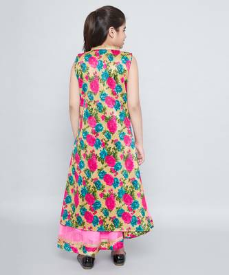 girls Pink Net printed stitched   dress 2