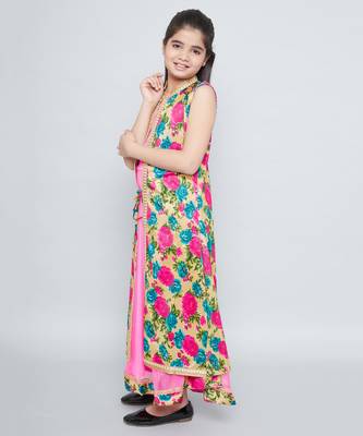 girls Pink Net printed stitched   dress 3