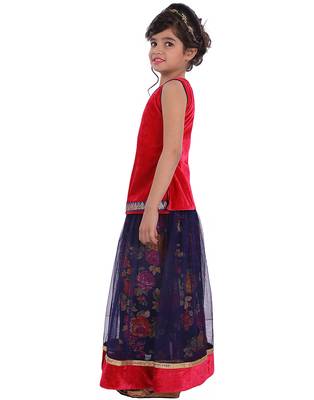 Red printed silk stitched   lehenga &   choli with dupatta 3