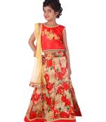 Red printed silk stitched   lehenga &   choli with dupatta