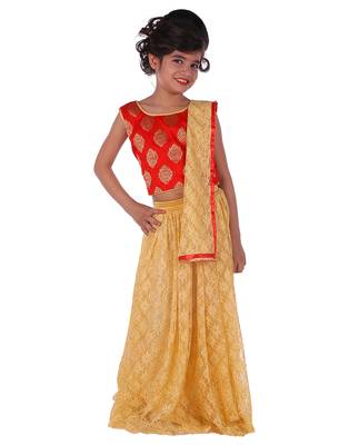 Red printed silk stitched   lehenga &   choli with dupatta 1