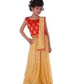 Red printed silk stitched   lehenga &   choli with dupatta