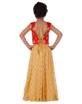 Red printed silk stitched   lehenga &   choli with dupatta 2