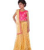 Pink printed silk stitched   lehenga &   choli with dupatta