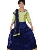 Green printed silk stitched   lehenga &   choli with dupatta